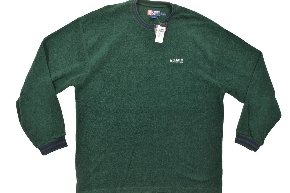 Chaps Ralph Lauren Men's XXL Green Fleece Crewneck Sweater Pullover NWT